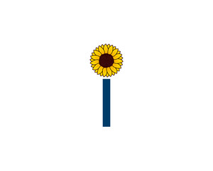 Yellow sunflower petals with letter I logo icon symbol vector