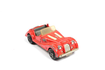 Vintage Retro Sports Car Child Toy On White Background