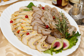 Cut appetizer on plate