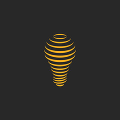 Light bulb lamp logo symbol creative imagination, trendy isometric lines effect for t-shirt print