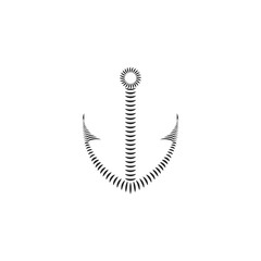 Ship anchor logo linear design template, sailing branding logotype mockup or hipster tattoo template
