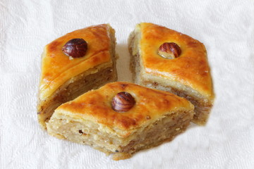 Azerbaijani sweet baklava in home production