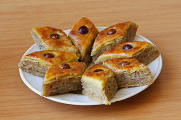 Azerbaijani sweet baklava in home production
