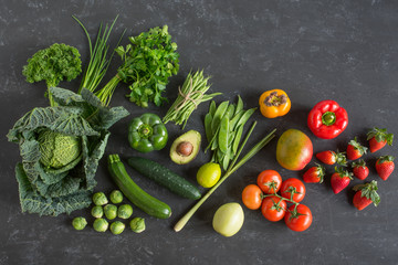 Fresh vegetables and fruit selection