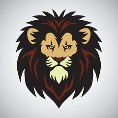 Lion Head Mascot Logo Design Vector Illustration Icon
