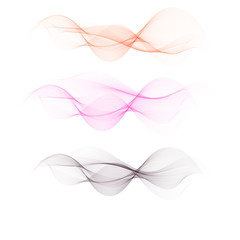 Fototapeta premium Set abstract color smoke wave. Transparent smooth Vector lines.