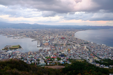 Mount Hakodate ropeway with cityscape view Hokkaido, Japan