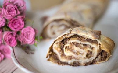 strudel piece on a dish