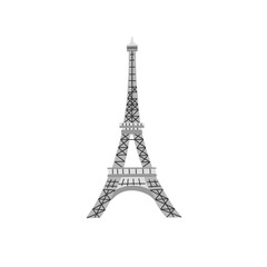 Fototapeta na wymiar The Eiffel Tower hand drawn vector illustration on white background. Cute Paris architecture symbol. Travel french icon
