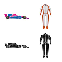 Isolated object of car and rally symbol. Set of car and race stock vector illustration.