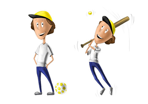 Cartoon baseball boy
