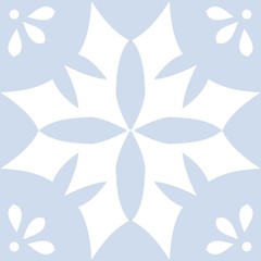 Blue Portuguese tiles pattern - Azulejos vector, fashion interior design tiles 