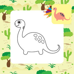 Cute dino coloring page