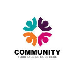 Obraz premium Community and adoption care logo design vector template