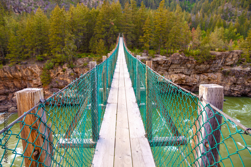 Kootenai Falls Suspension Bridge Ove The Kootenay River Near