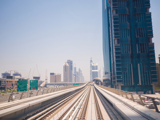 Fototapeta na wymiar Dubai Metro as world's longest fully automated metro network 75 km