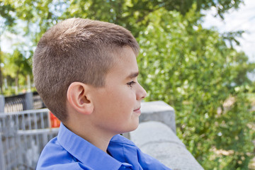 Cute brunette boy eleven years old