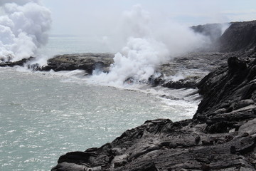 Volcanic activity and gas explosion of Kilauea volcano on Hawaii in 2016.