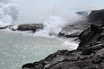 Volcanic activity and gas explosion of Kilauea volcano on Hawaii in 2016.