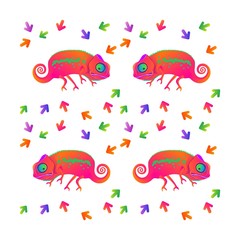 Vector illustration. EPS. Multi-colored chameleons and arrows. Fun pattern.