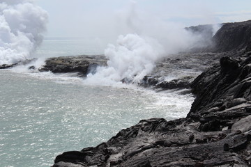 Volcanic activity and gas explosion of Kilauea volcano on Hawaii in 2016.