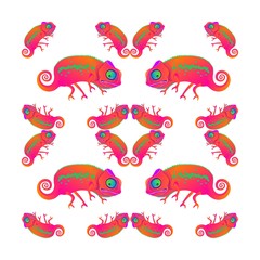 Vector illustration. EPS. Pattern Element. Chameleon kaleidoscope. Fun pattern.