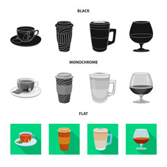 Vector illustration of drink and bar sign. Set of drink and party stock vector illustration.