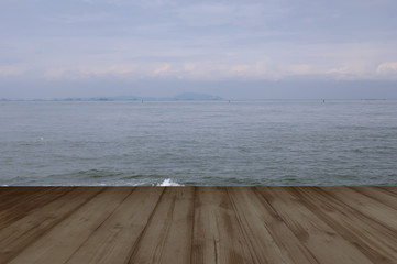 old wood background with the sea