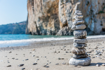 Stone Stack on a Beach in Southern Italy
