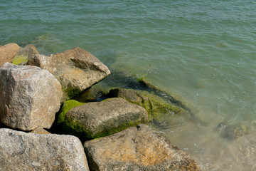 The rock formations that protect the coast from sea waves