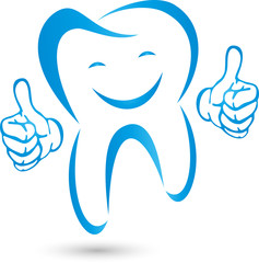 Zahn mit Händen und Lächeln, Zahn, Zahnmedizin Logo