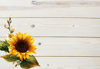 sunflower on wooden background