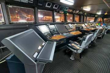 Ship control panel in captain's bridge