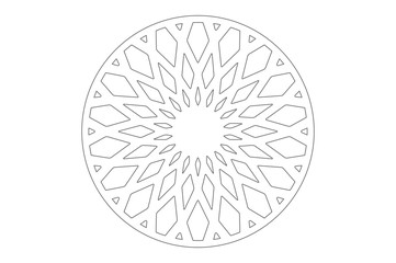 Set decorative circle card for cutting. Geometry, line, flower pattern. Laser cut panel. Vector illustration.