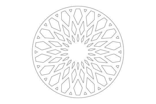 Set decorative circle card for cutting. Geometry, line, flower pattern. Laser cut panel. Vector illustration.