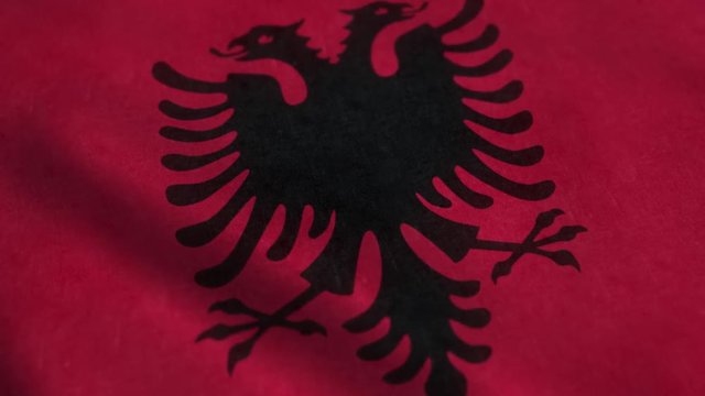 flag of albania waving in the wind loop