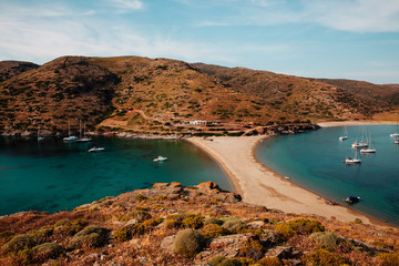 An amazing view at the beach on a Greek island.