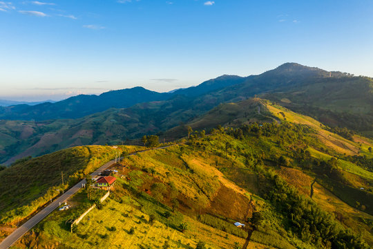 mountain road connection the city and blue sky background at morning time chiang rai Thailand © SHUTTER DIN