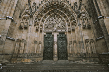 Entrance at beautiful cathedral in Prague.
