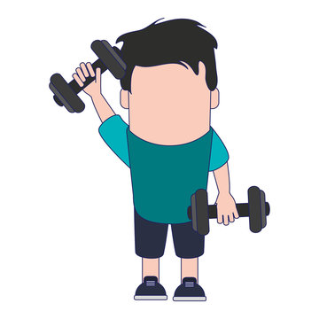 funny man avatar with dumbbells