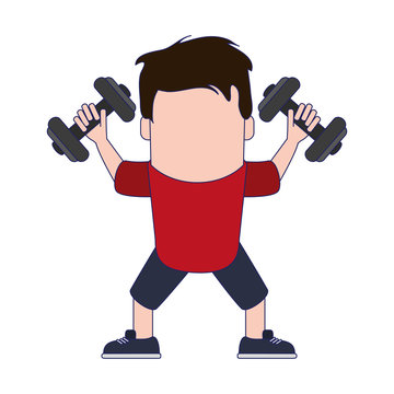 funny man avatar with dumbbells