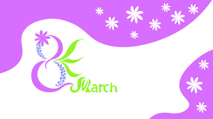 Holiday card. Figure eight and a scattering of colors on a colored background.