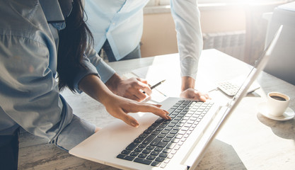 team working in the computer keyboard