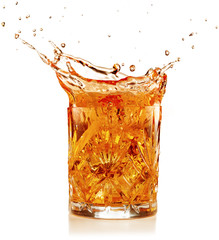 orange coktail splashing isolated on white
