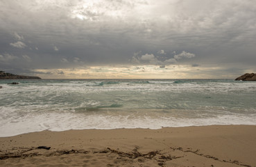 Fototapeta na wymiar The coast of ibiza a cloudy day
