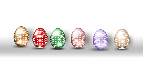 Happy easter eggs with different texture on a white backgroundcard,elements,flyers,invitation,brochure,banners,vector,posters spring holiday