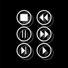 Video Audio Player buttons icon flat