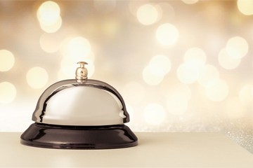 Vintage hotel reception service desk bell.