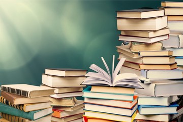 Old books on dark  background