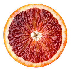 red blood orange slice, isolated on white background, clipping path, full depth of field